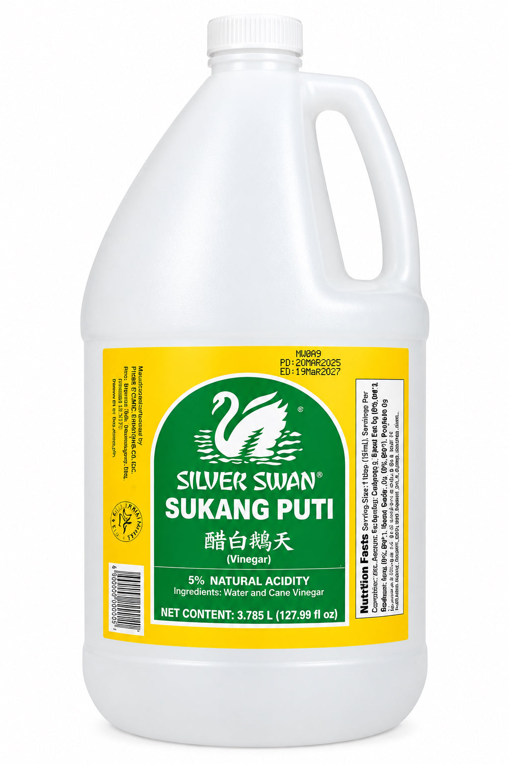 Silver Swan Sukang Puti/ White Vinegar- 127.99oz/ 1 Gallon