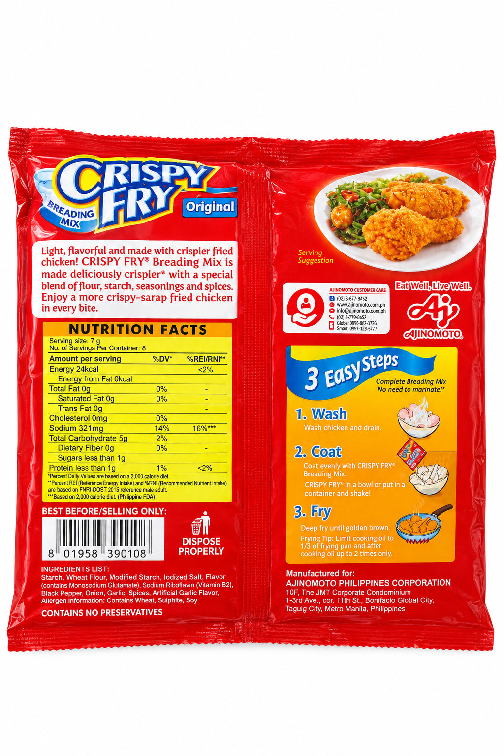 Ajinomoto Crispy Fry Breading Mix Regular/Original 2.19oz- 14pcs per pack.