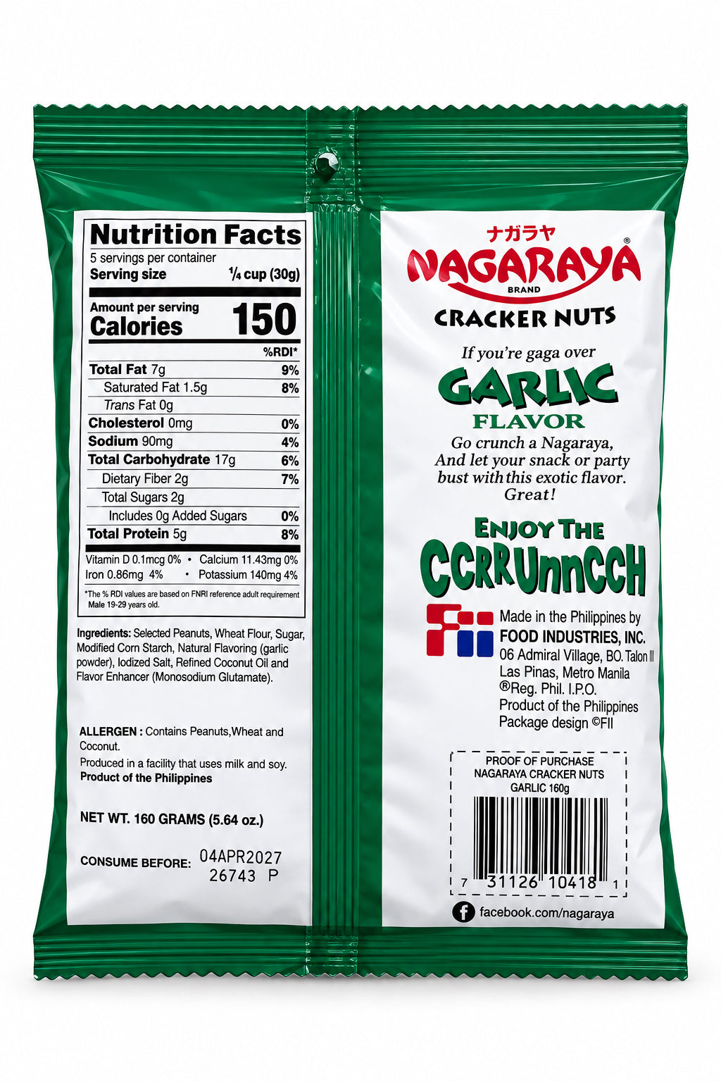 Nagaraya Garlic Cracker Coated Peanuts-5.64 oz